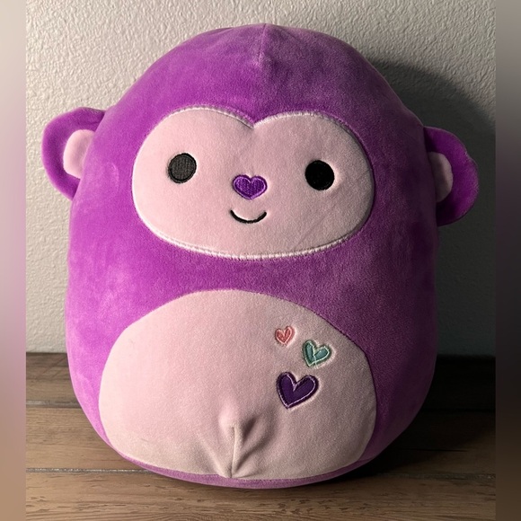 Squishmallows 12” Hartman Valentine Plush Monkey Purple Heart Belly 2024 - Picture 1 of 7
